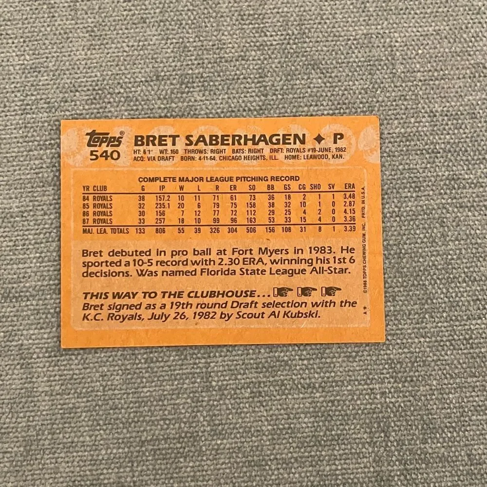 1988 Topps Baseball Card Trading Card